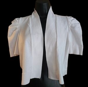 Calvin Klein White Peplum Cropped Women's Open Front Shrug Size L